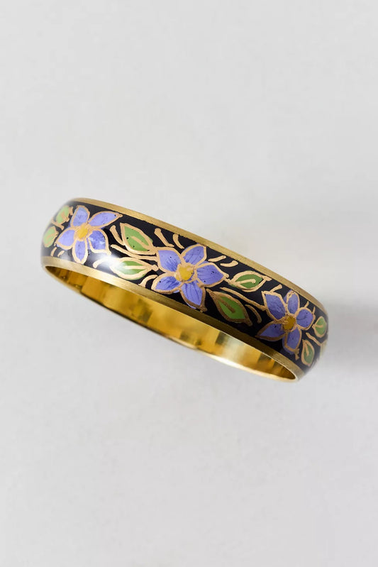 Floral Enamel Bangle Bracelet
