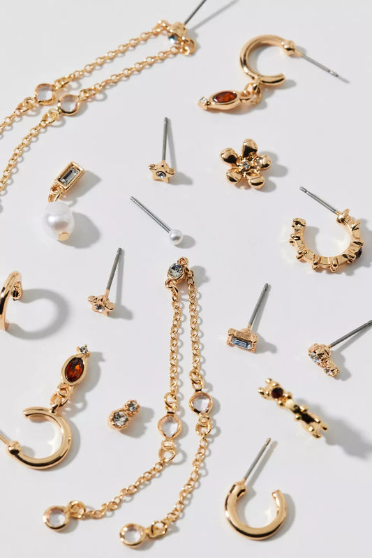 Poppy Rhinestone Post And Hoop Earring Set