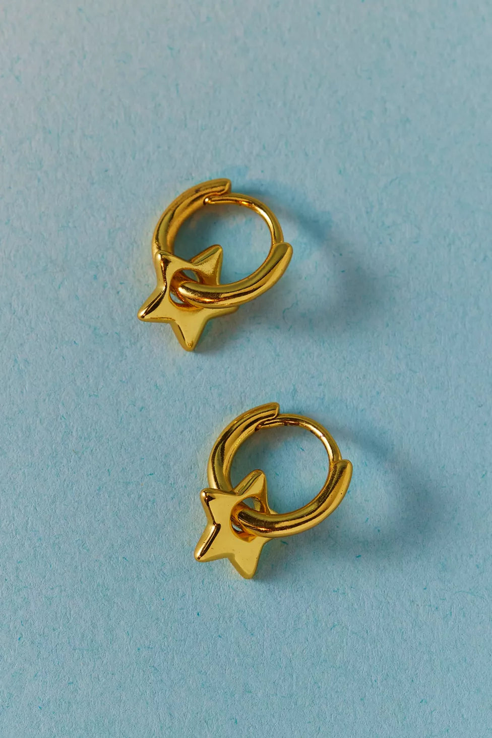 14k Gold Plated Puffy Star Mini Hoop Earring