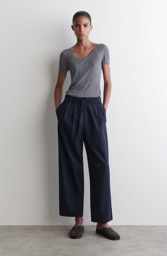 Cotton Herringbone Drawstring Pants