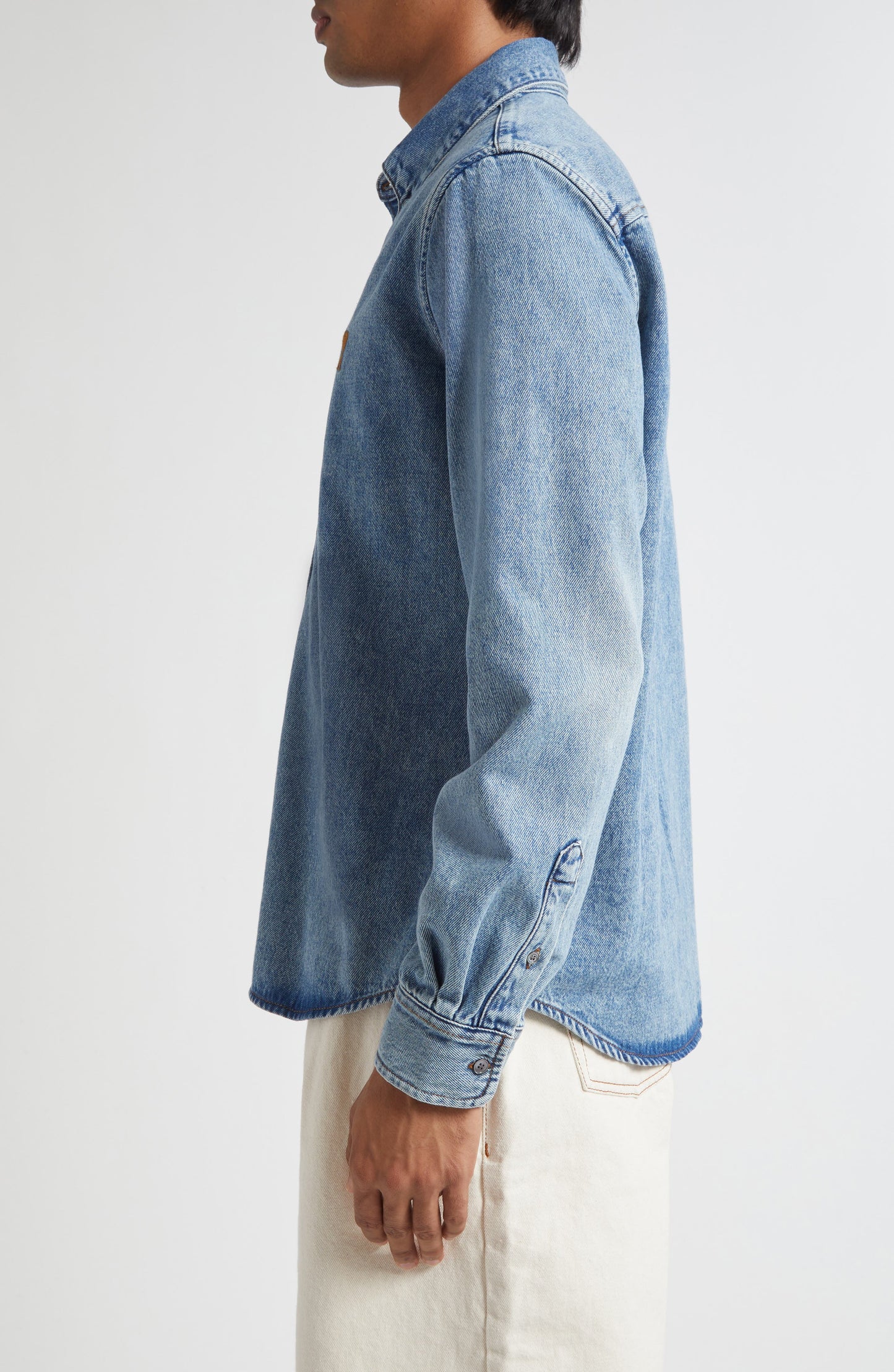 Ami De Coeur Embroidered Cotton Denim Button-Down Shirt