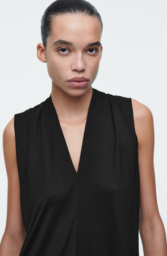 Draped V-Neck Sleeveless Top