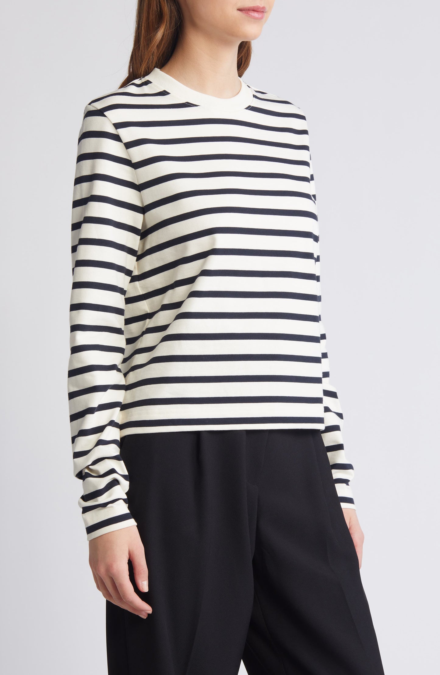 Stripe Long Sleeve Cotton T-Shirt