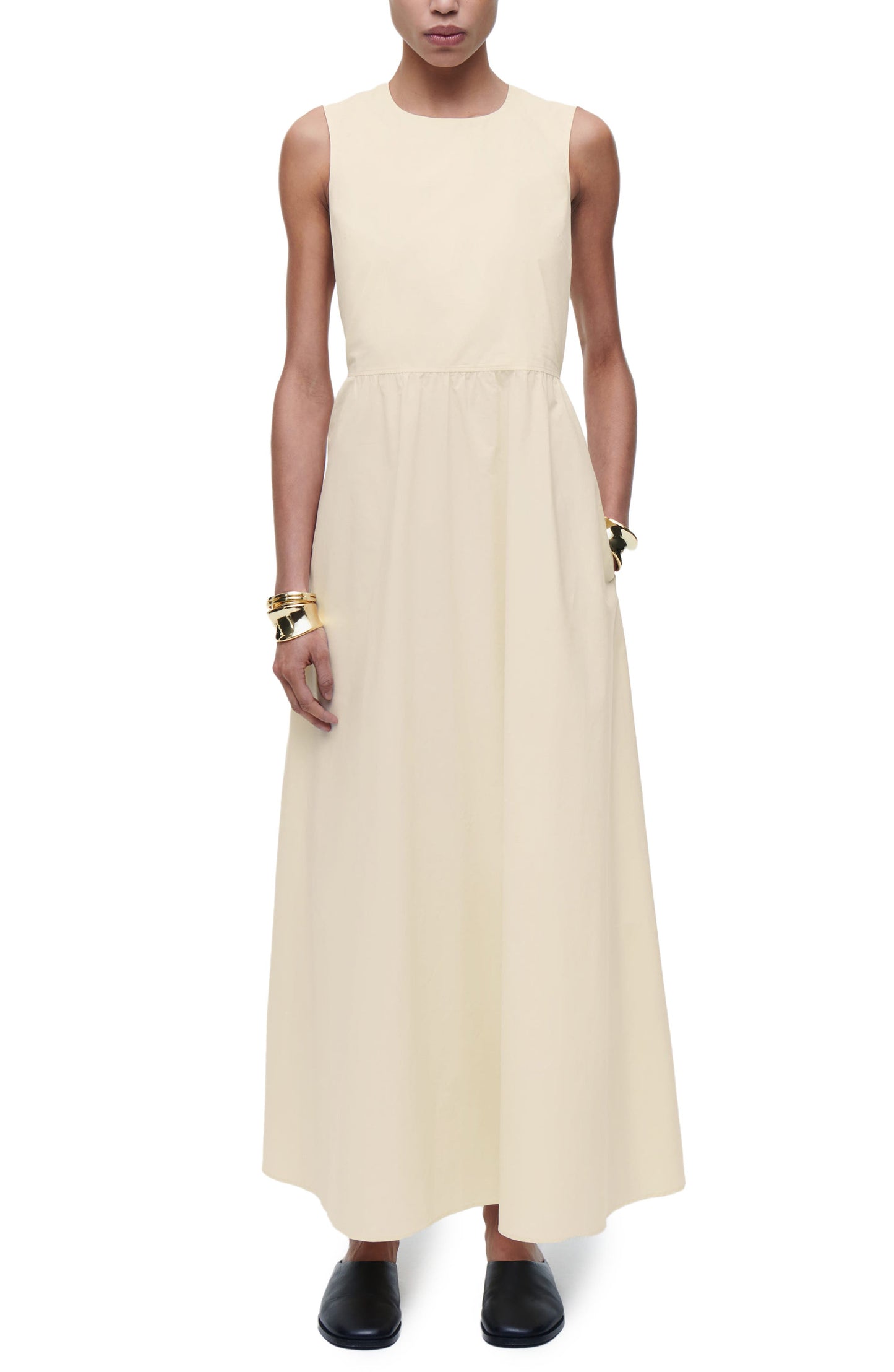 Sleeveless Open Back Cotton Maxi Dress