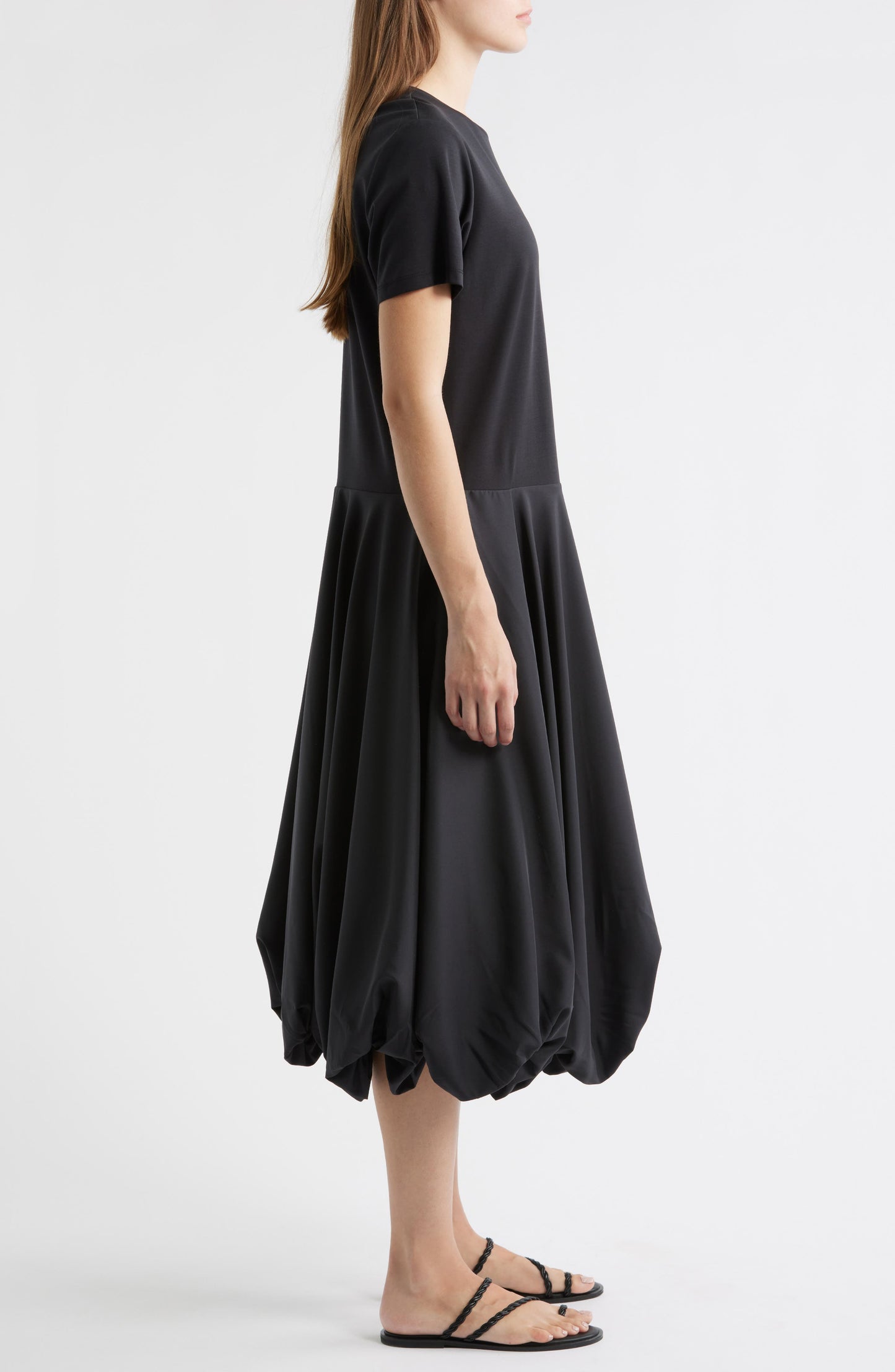 Mixed Media Balloon Maxi Dress