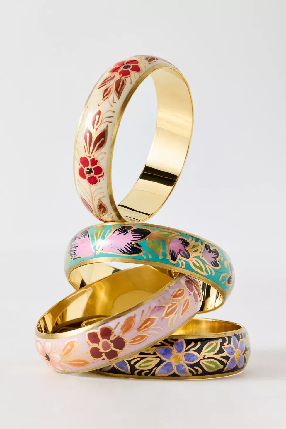 Floral Enamel Bangle Bracelet