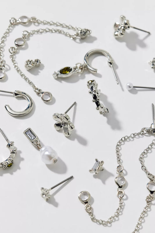 Poppy Rhinestone Post And Hoop Earring Set