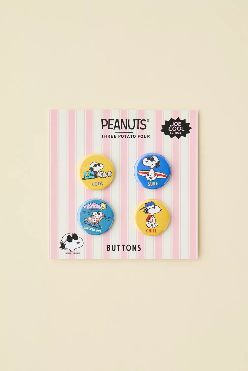 Three Potato Four X Peanuts Snoopy Joe Cool Button Pin Set