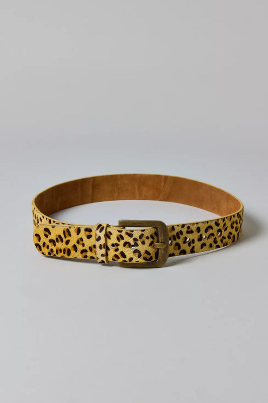 Cheetah Pattern Leather Belt
