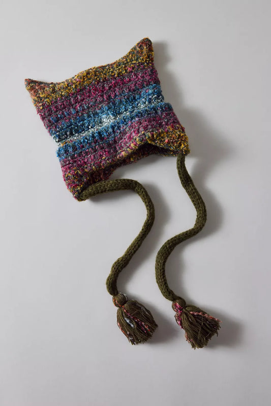 Mylo Striped Knit Tassel Beanie