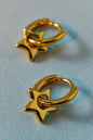 14k Gold Plated Puffy Star Mini Hoop Earring