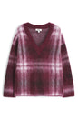 Dorian Check Oversize Alpaca & Wool Blend V-Neck Sweater