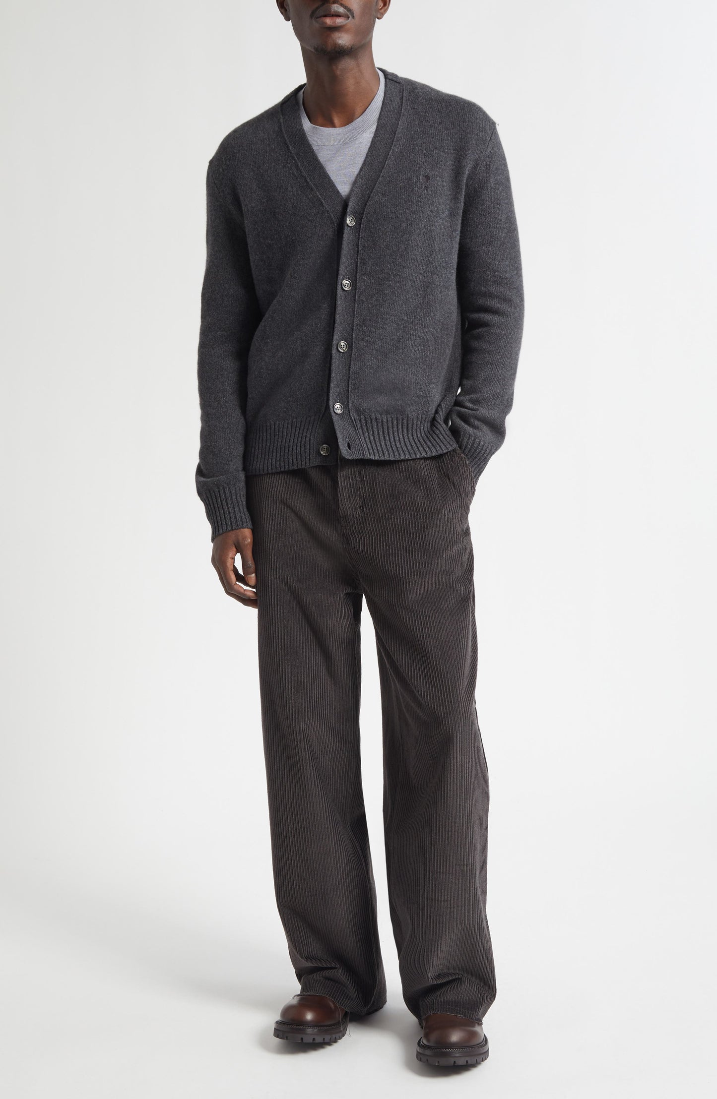 Ami de Coeur Embroidered Cashmere & Wool V-Neck Cardigan