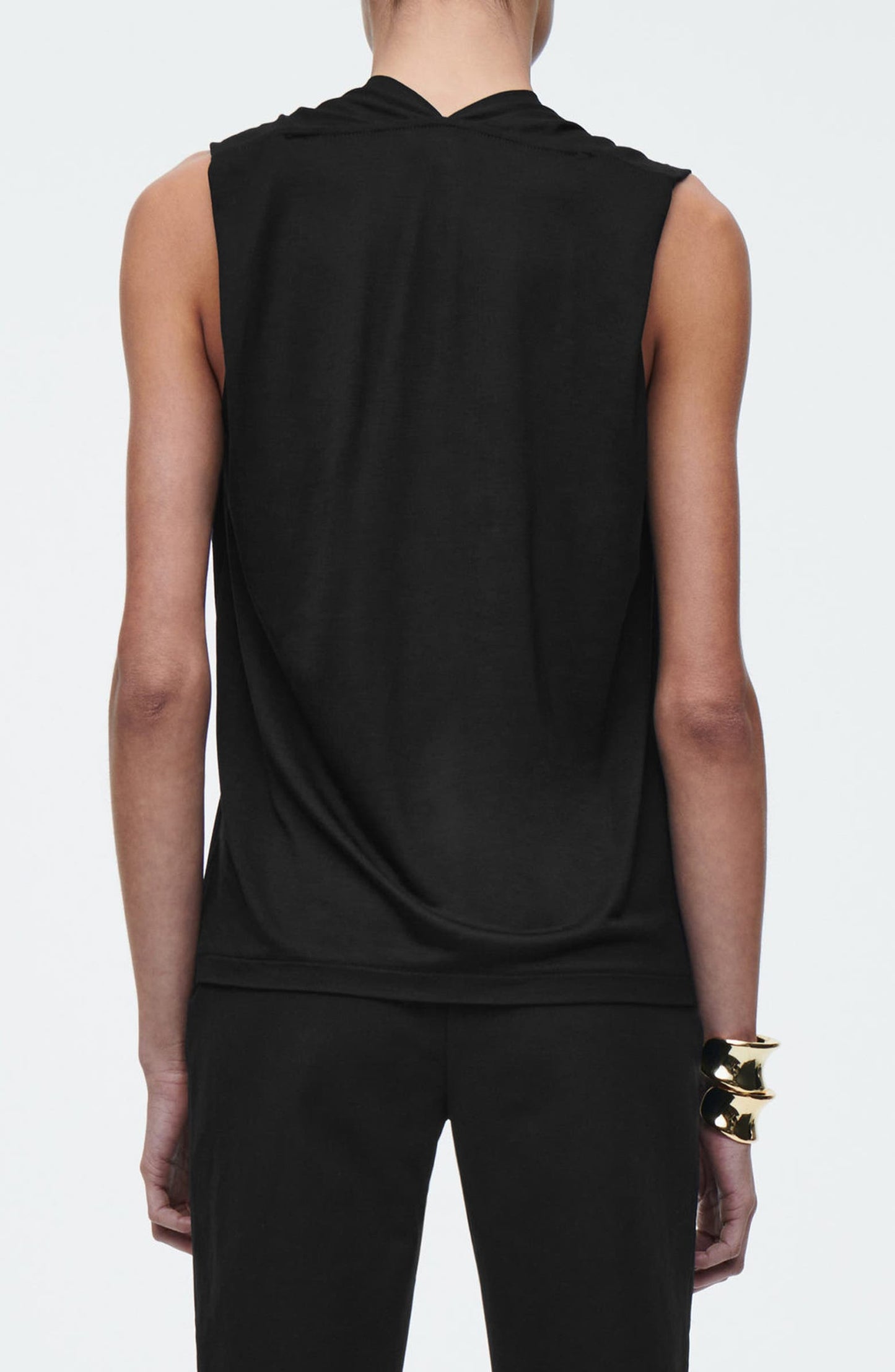 Draped V-Neck Sleeveless Top
