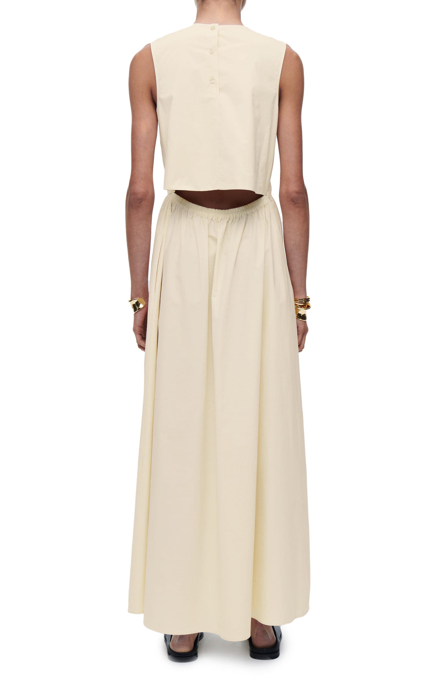 Sleeveless Open Back Cotton Maxi Dress