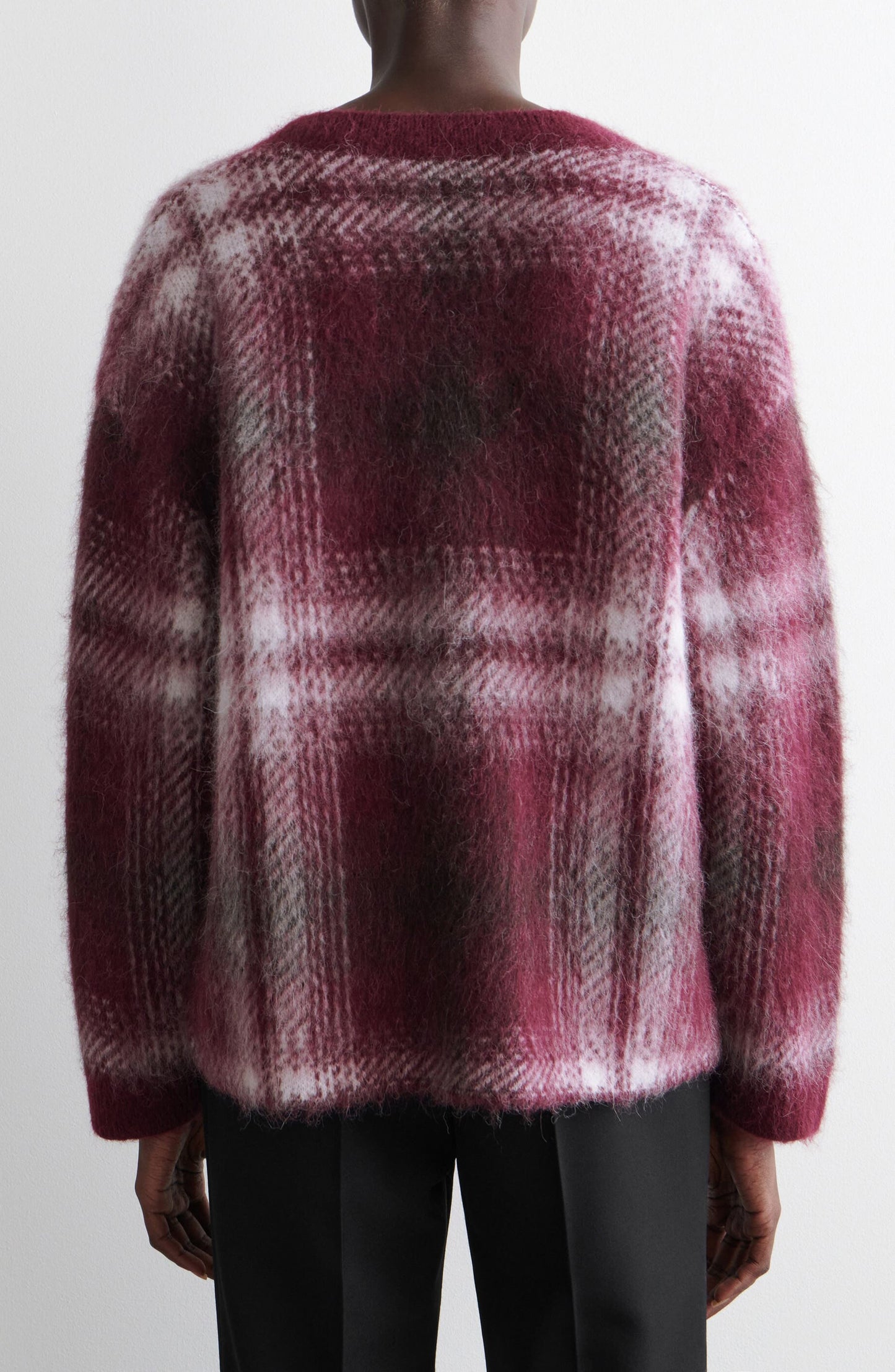 Dorian Check Oversize Alpaca & Wool Blend V-Neck Sweater