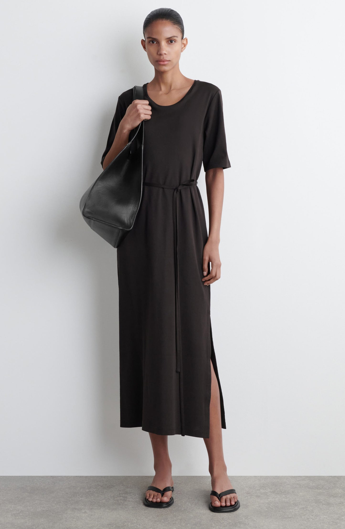 Belted Midi T-Shirt Dress