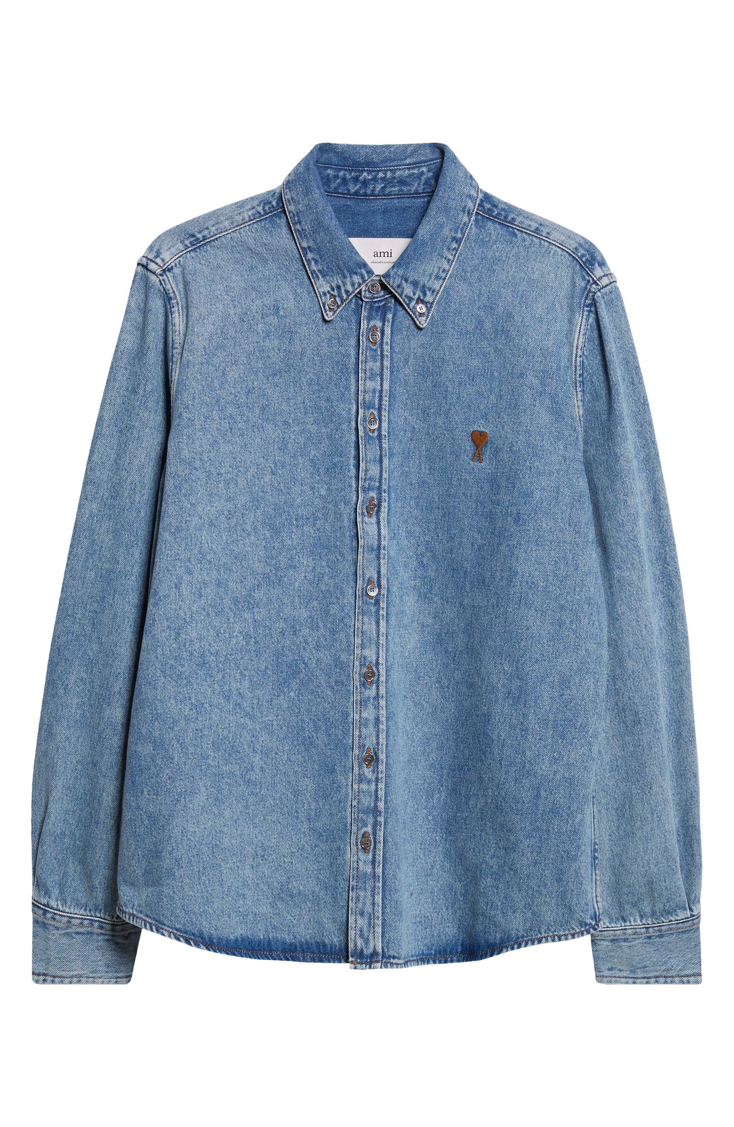 Ami De Coeur Embroidered Cotton Denim Button-Down Shirt