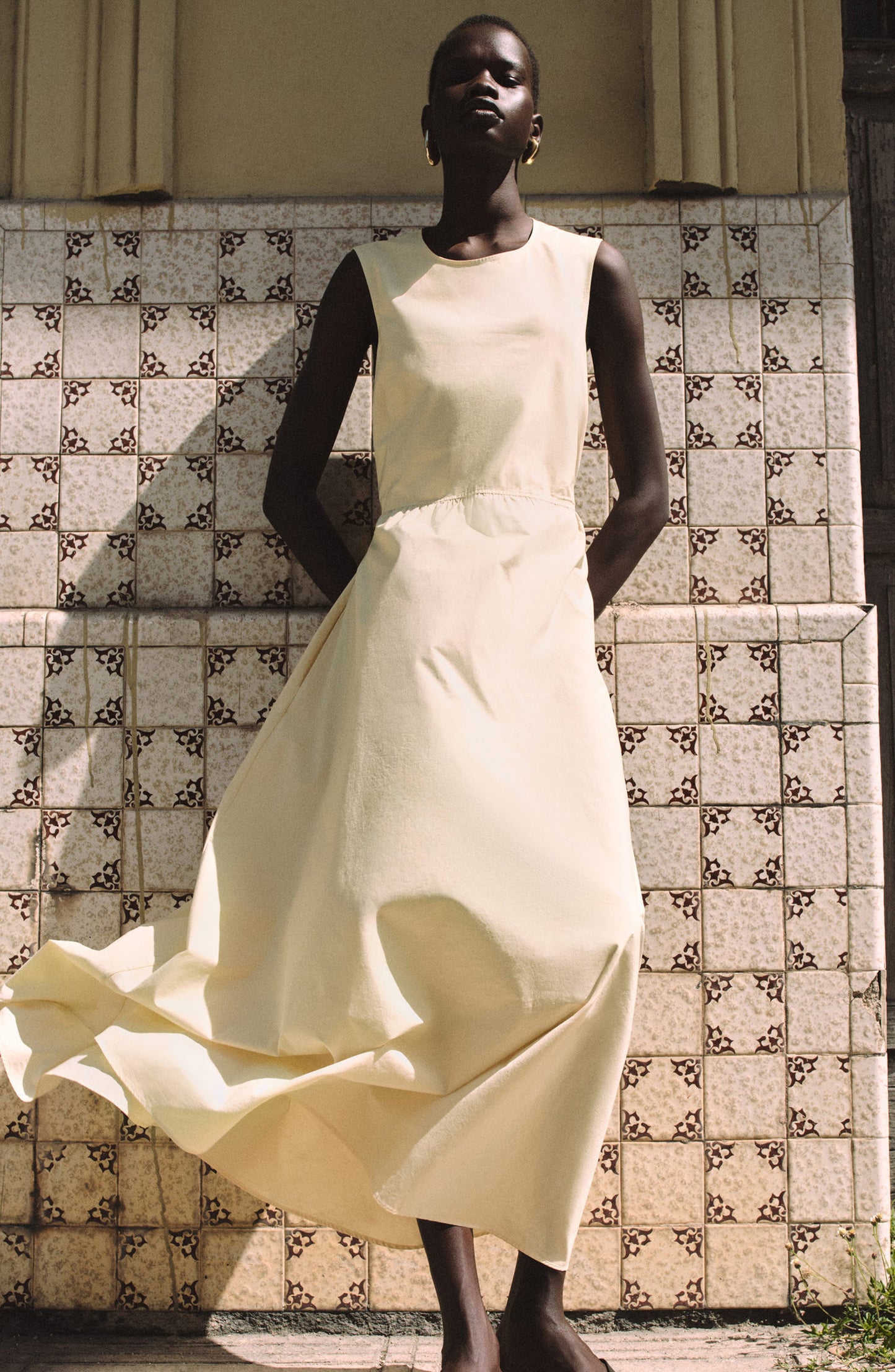 Sleeveless Open Back Cotton Maxi Dress