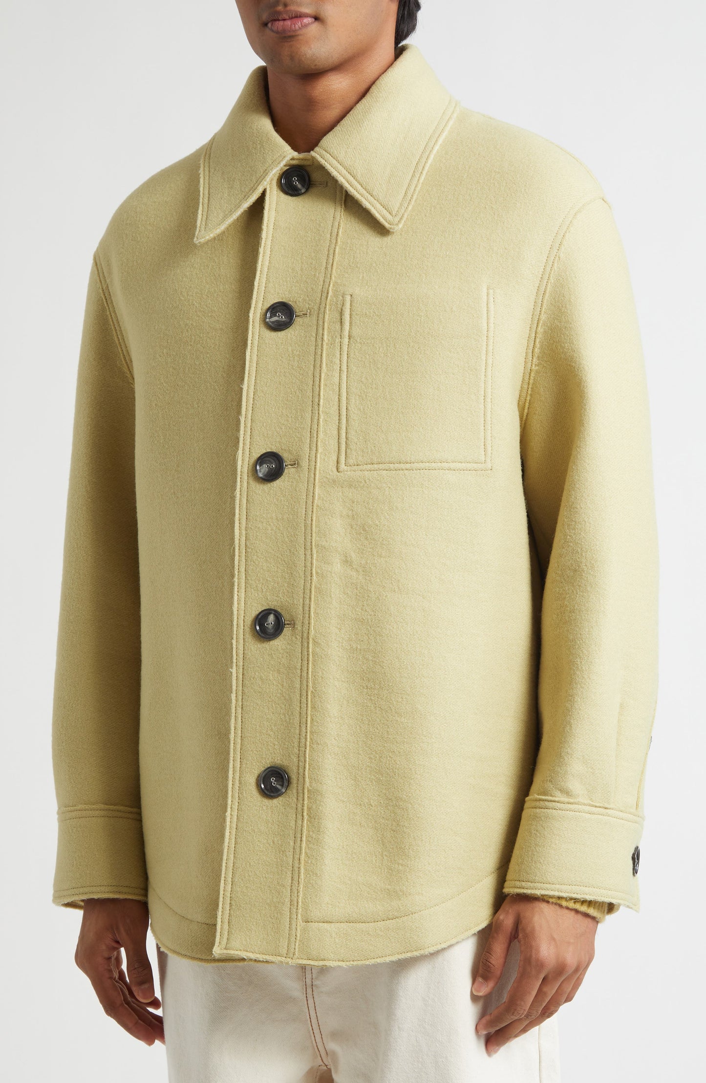 Raw Edge Water Repellent Virgin Wool Jacket