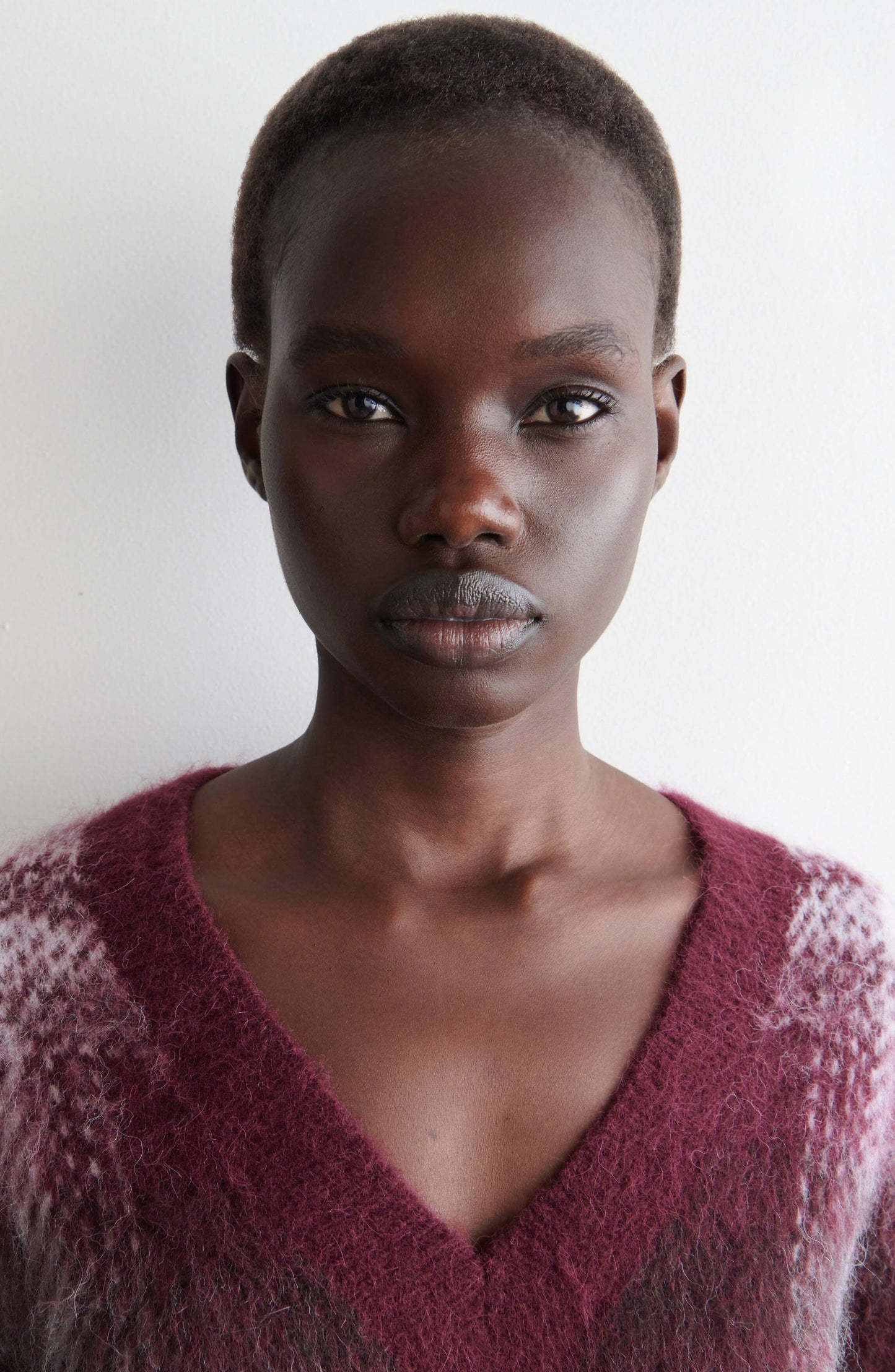 Dorian Check Oversize Alpaca & Wool Blend V-Neck Sweater