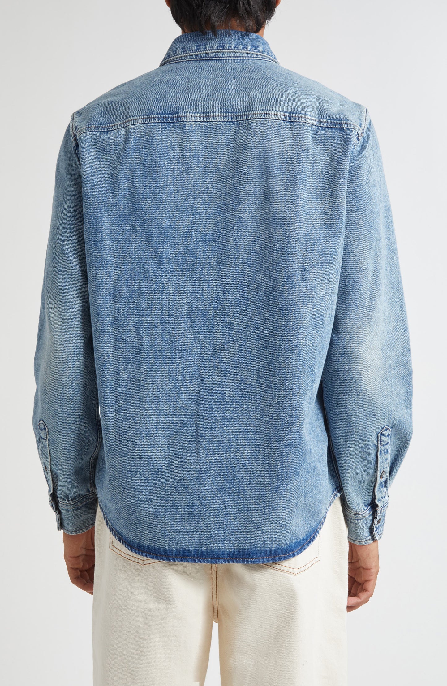 Ami De Coeur Embroidered Cotton Denim Button-Down Shirt