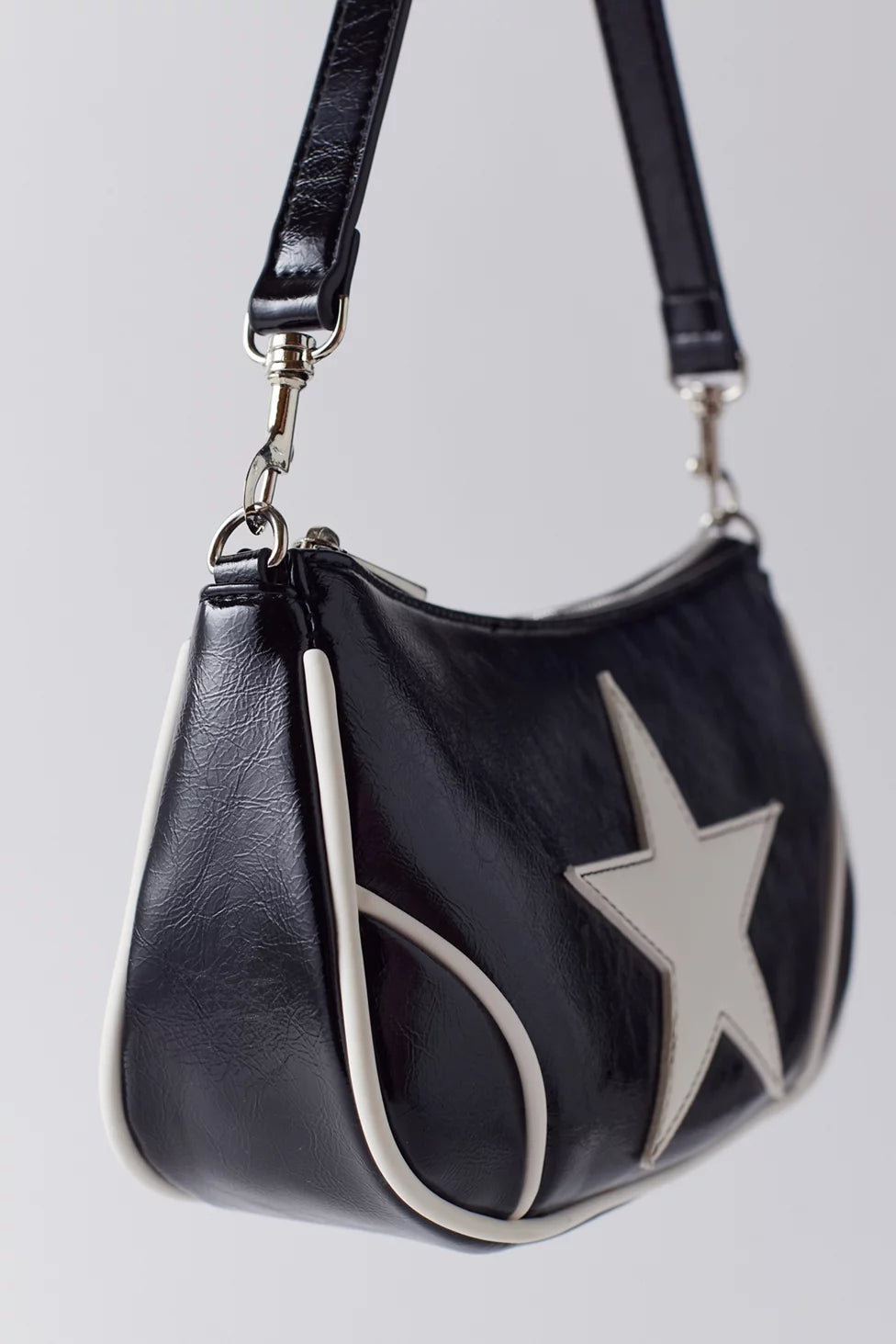 Daphne Star Faux Leather Moto Bag