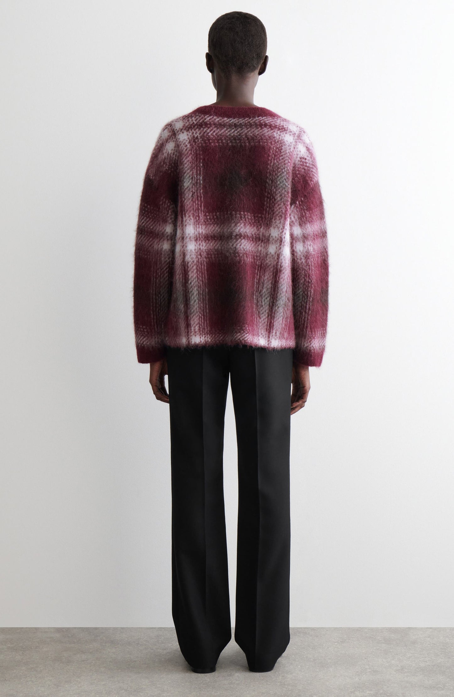 Dorian Check Oversize Alpaca & Wool Blend V-Neck Sweater