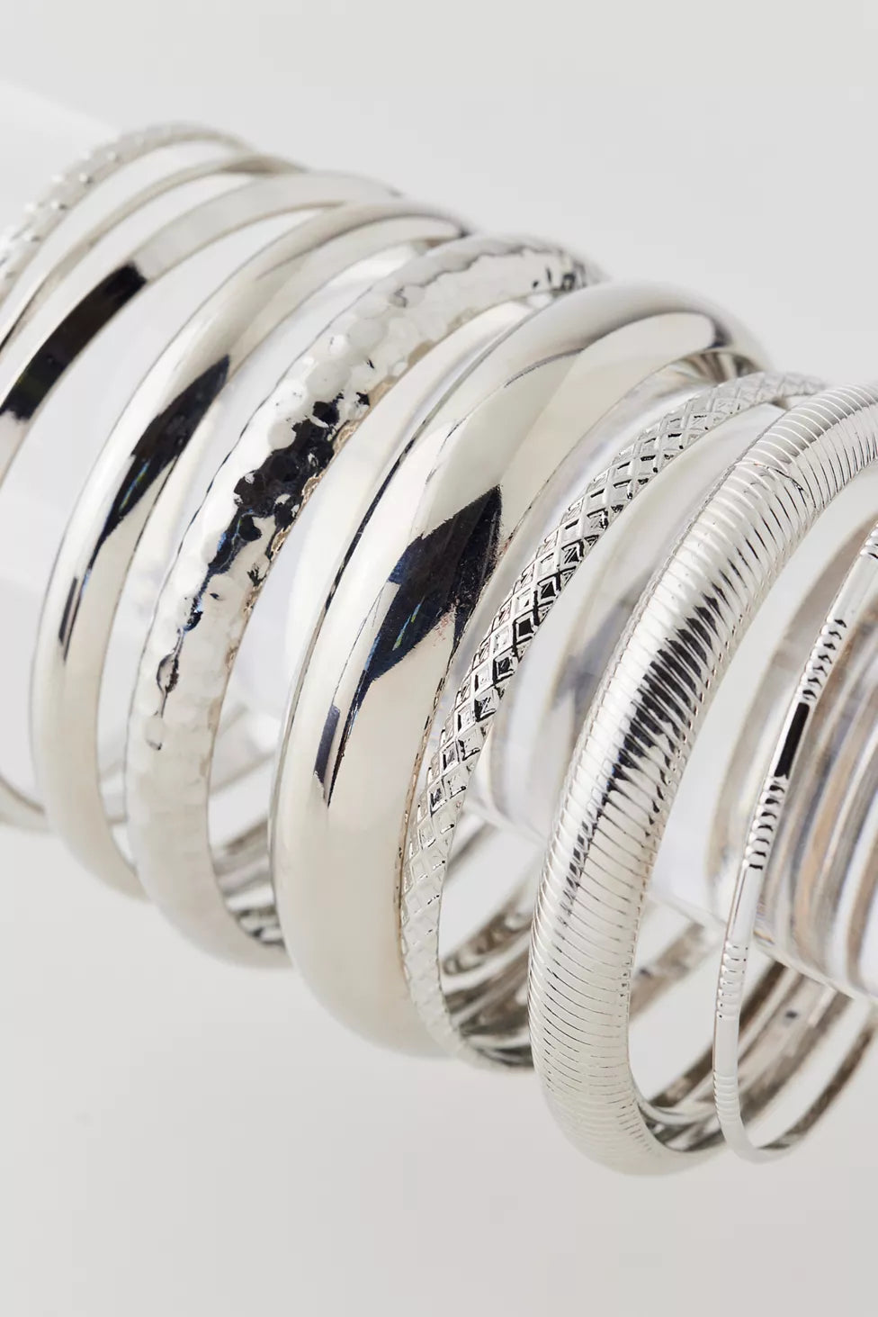 Textured Metal Bangle Bracelet Set