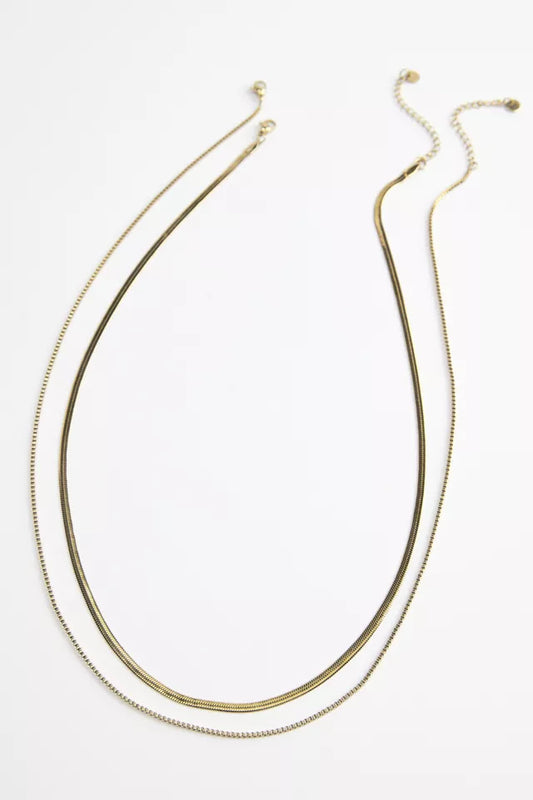 Snake Chain Stainless Steel Layered Necklace Set