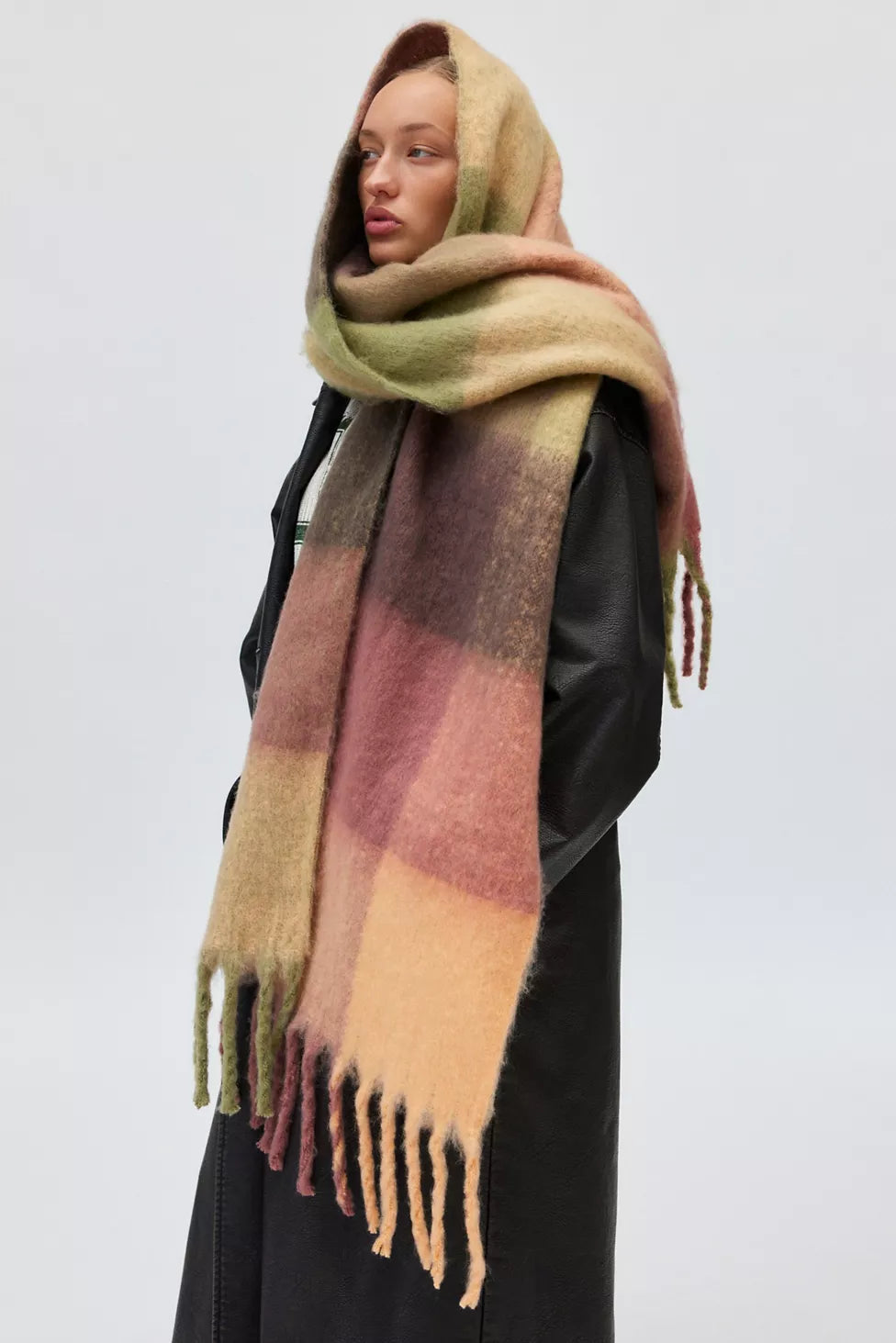 Plaid Woven Oversized Scarf