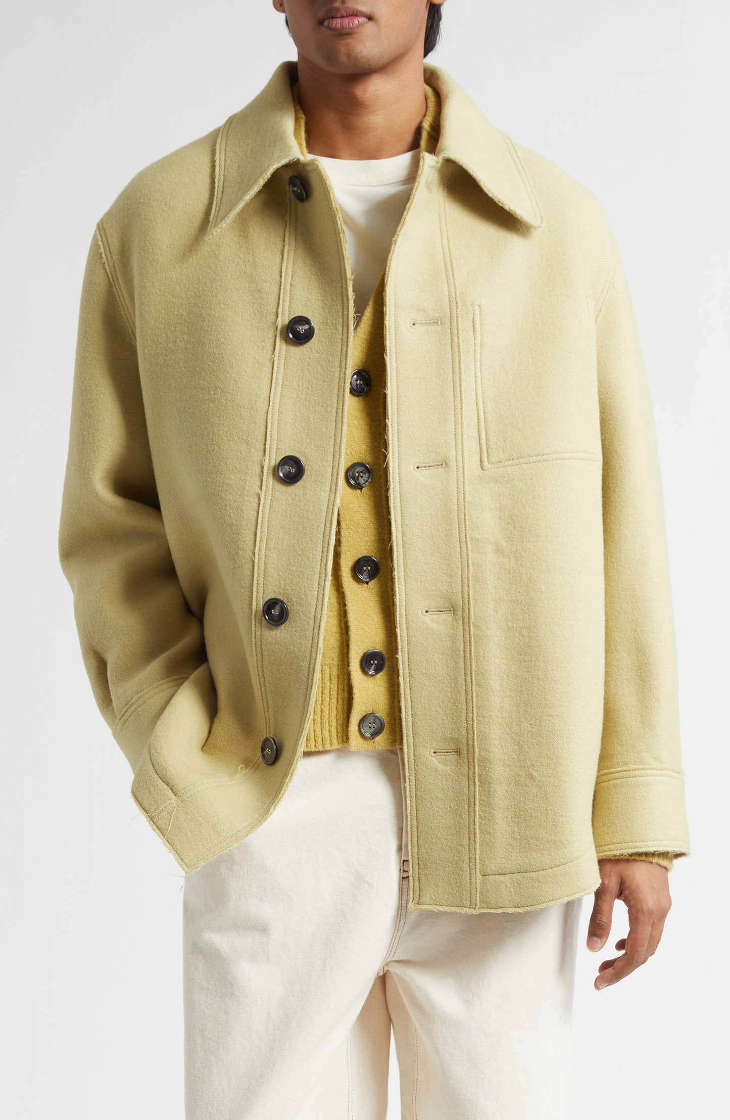 Raw Edge Water Repellent Virgin Wool Jacket