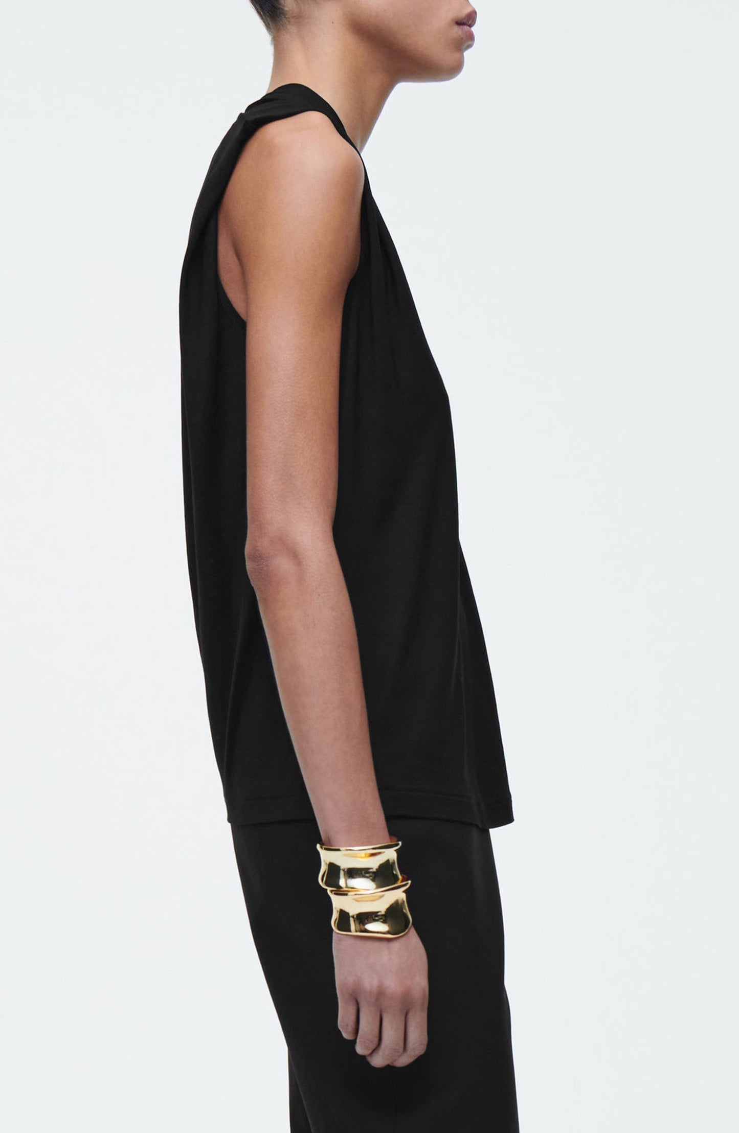 Draped V-Neck Sleeveless Top