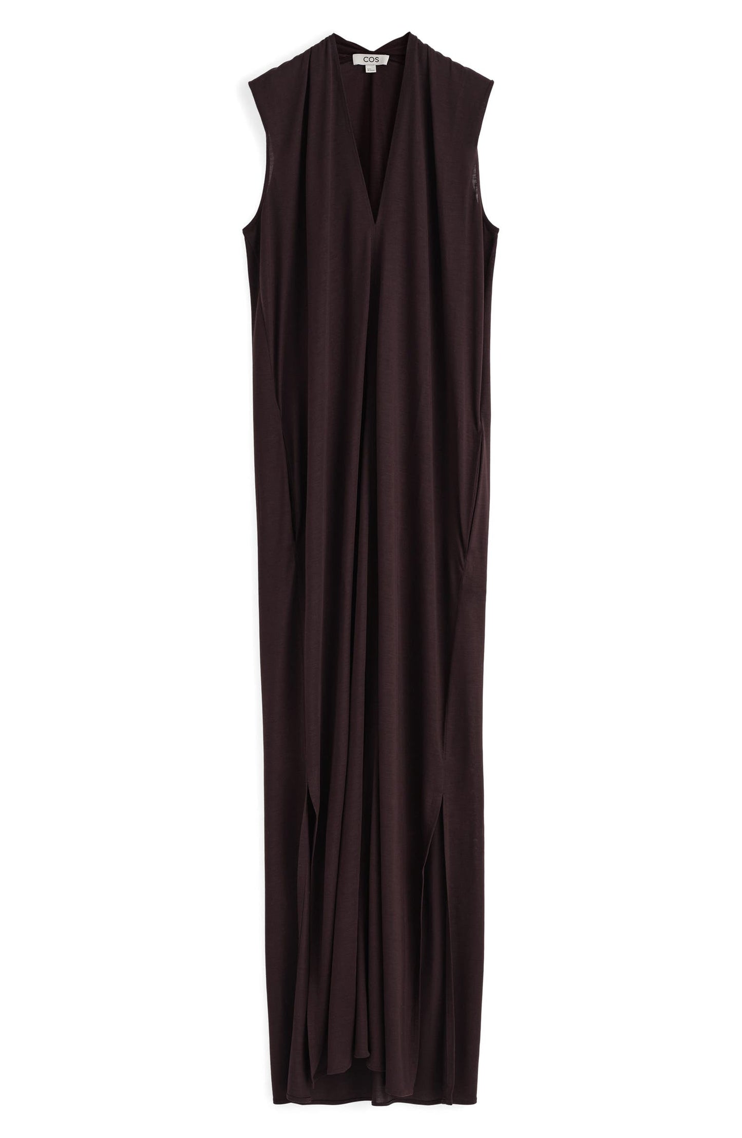 Draped V-Neck Sleeveless Maxi Dress
